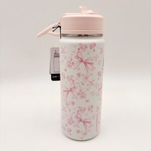 Hydrapeak Mini 20oz Insulated Water Bottle Pink Floral Bows Snow HP-Mini-20